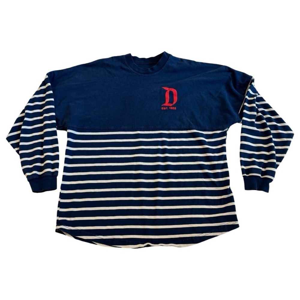 Disney Parks Spirit Jersey Disneyland Resort Navy Blue Striped Long Sleeve M